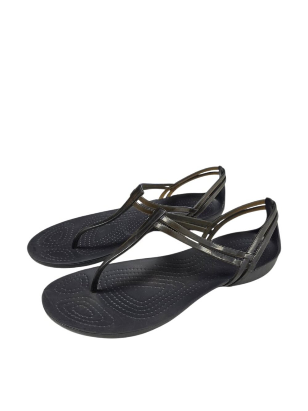 CROCS Women's Isabella Strappy Sandals, Thongs, Black, Comfort, Rubber, Size 9